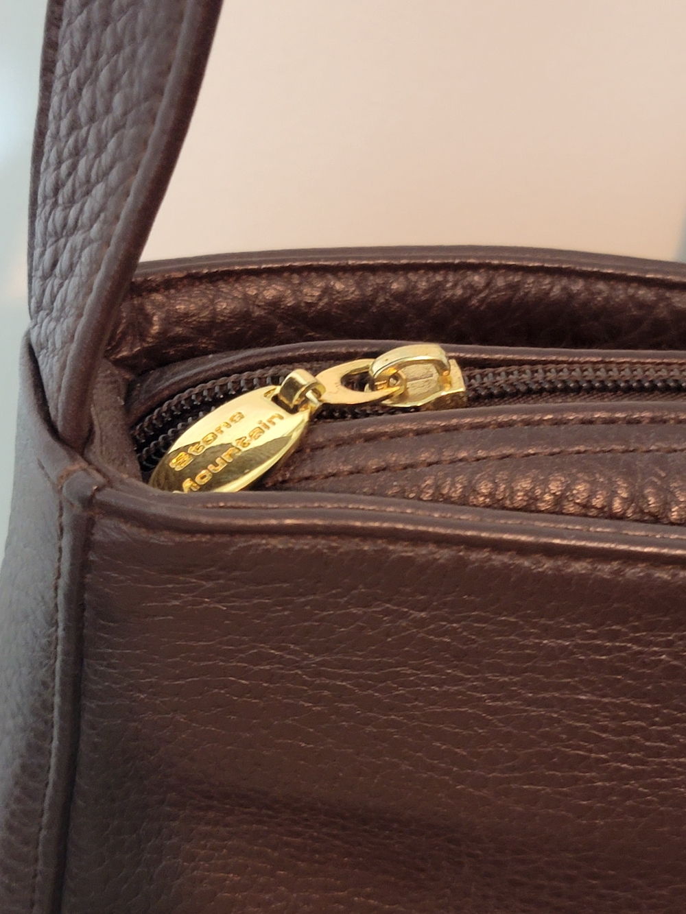Stone Mountain Accessories Brown Leather Shoulder Bag with Gold Hardware